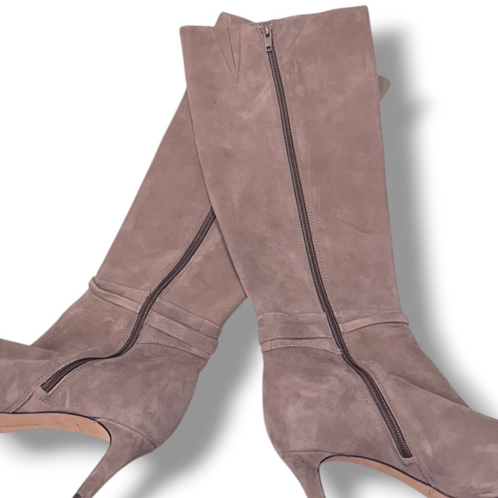 Antonio Melani Taupe Suede Knee High Boots with Gold Buckle Accent Size 6M - Picture 10 of 16